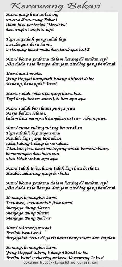 Puisi: Kerawang-Bekasi (Chairil Anwar)  tunas63